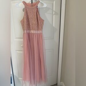 Sparkling Pink Tulle Prom Dress